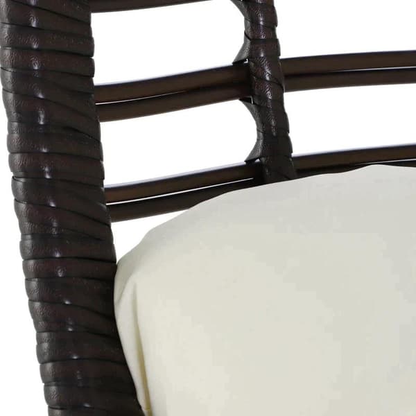 Rootz Teardrop Rattan Stol - Æggestol - Rattan Lænestol - PE Rattan - Polyester - PP Bomuld - Brun + Beige - 101cm x 89cm x 156cm