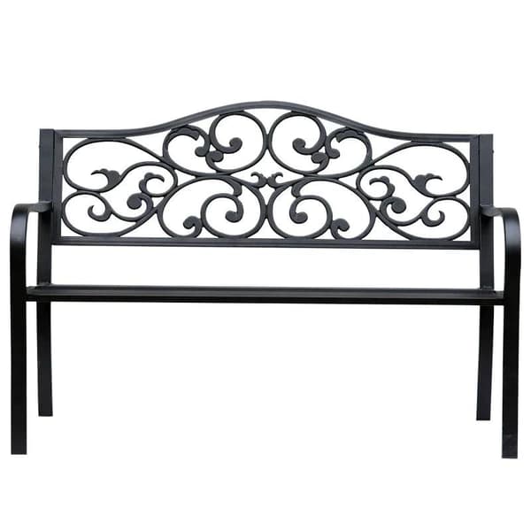 Rootz havebænk - 3-personers stålbænk - bænk med armlæn - jernsort - 127 x 60 x 89 cm