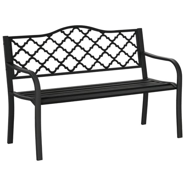 Rootz trädgårdsbänk - 2-sits trädgårdsbänk - metall - svart - 128 x 58,5 x 89 cm