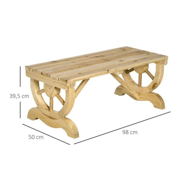 Rootz Havebænk - Træ, vejrbestandig bænk - Havemøbler - Rustik bænk - Naturlig - 98 x 50 x 39,5 cm