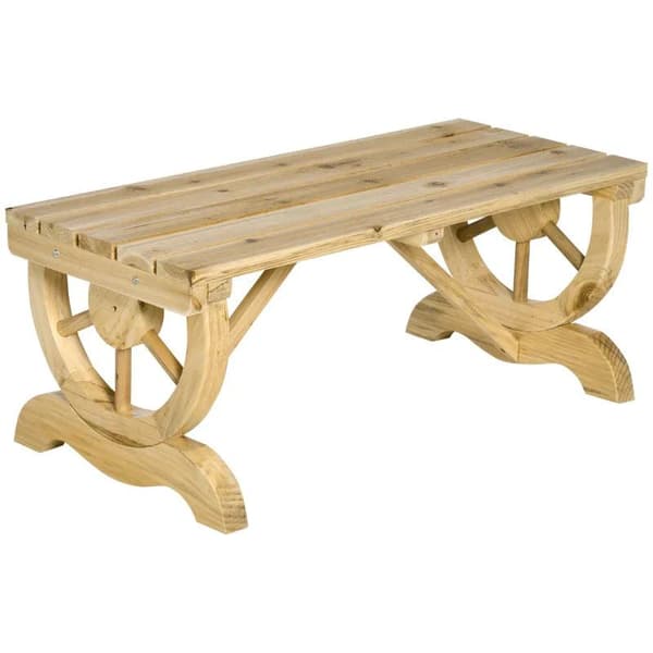 Rootz Havebænk - Træ, vejrbestandig bænk - Havemøbler - Rustik bænk - Naturlig - 98 x 50 x 39,5 cm