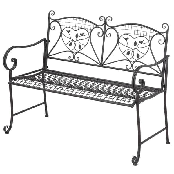 Rootz Trädgårdsbänk - Parkbänk - 2-sits Parkbänk - Trädgårdsmöbler - Med ryggstöd - Upp till 220 Kg - Väderbeständig - Metall - Kaffe - 114 x 53,5 x 9