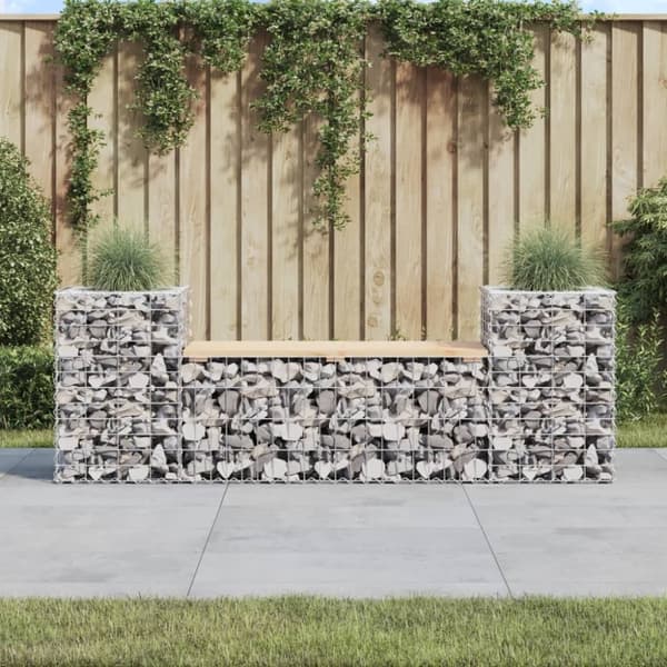 vidaXL Hagebenk gabiondesign 183x41x60,5 cm heltre furu