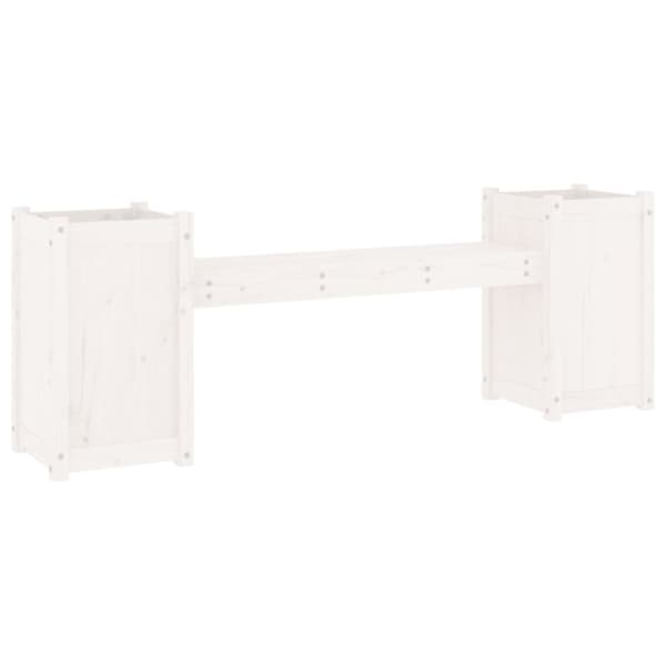 vidaXL bænk med plantekasser 180x36x63 cm massivt fyrretræ hvid