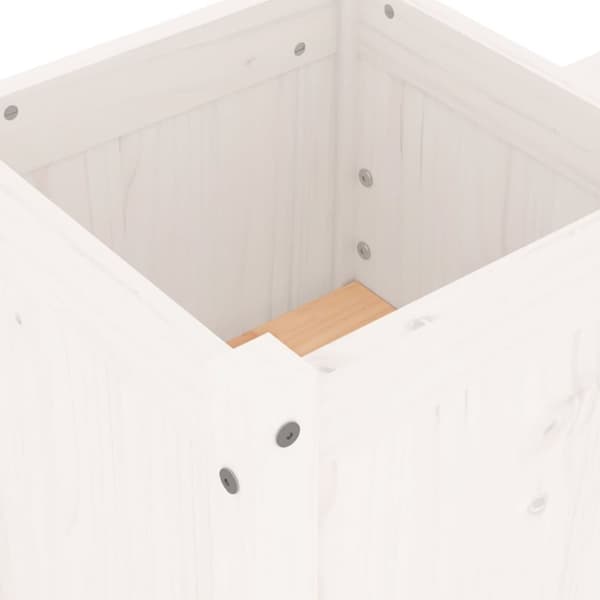 vidaXL bænk med plantekasser 180x36x63 cm massivt fyrretræ hvid