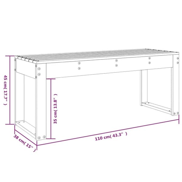vidaXL Puutarhapenkki musta 110x38x45 cm täysi mänty
