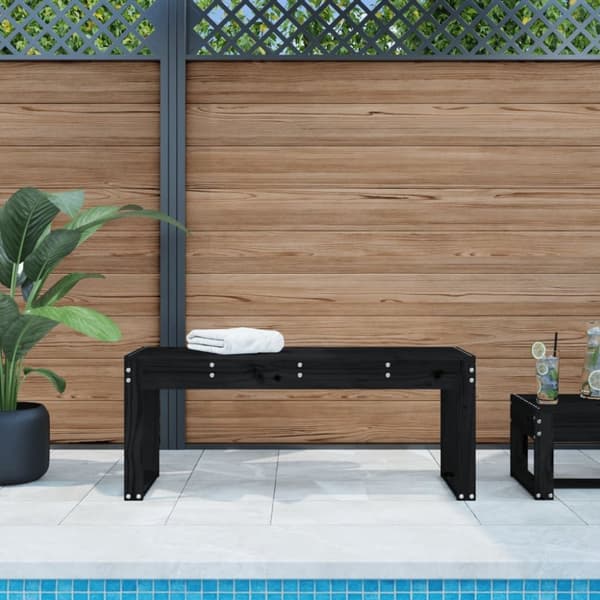 vidaXL havebænk 110x38x45 cm massivt fyrretræ sort
