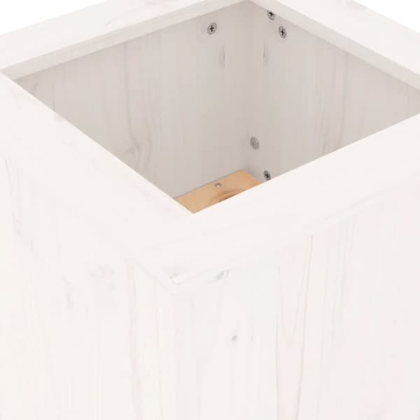 vidaXL bænk med plantekasser 184,5x39,5x56,5 cm massivt fyrretræ hvid