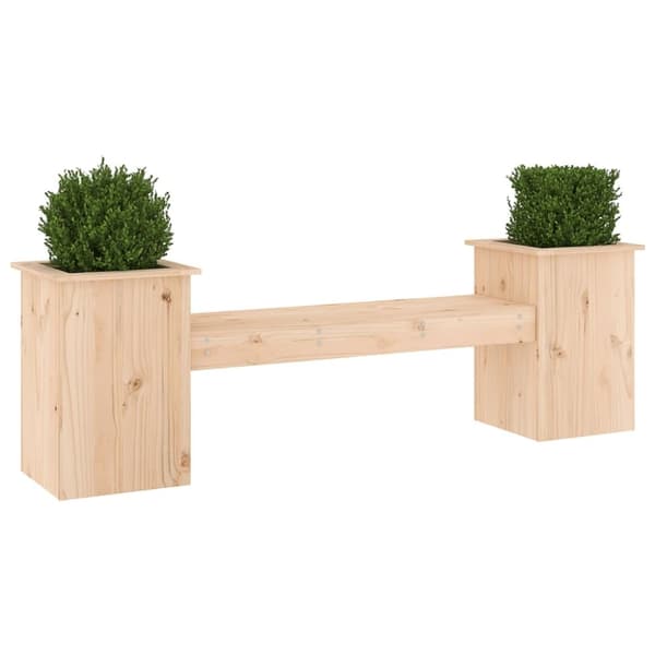 vidaXL bænk med plantekasser 184,5x39,5x56,5 cm massivt fyrretræ