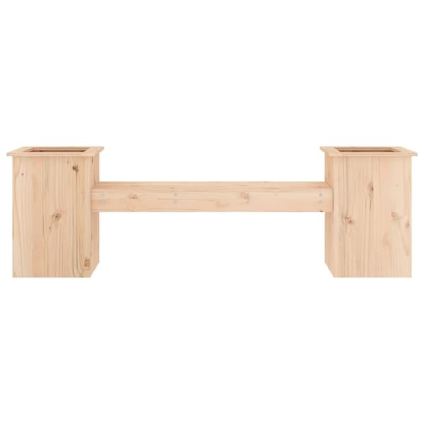 vidaXL bænk med plantekasser 184,5x39,5x56,5 cm massivt fyrretræ