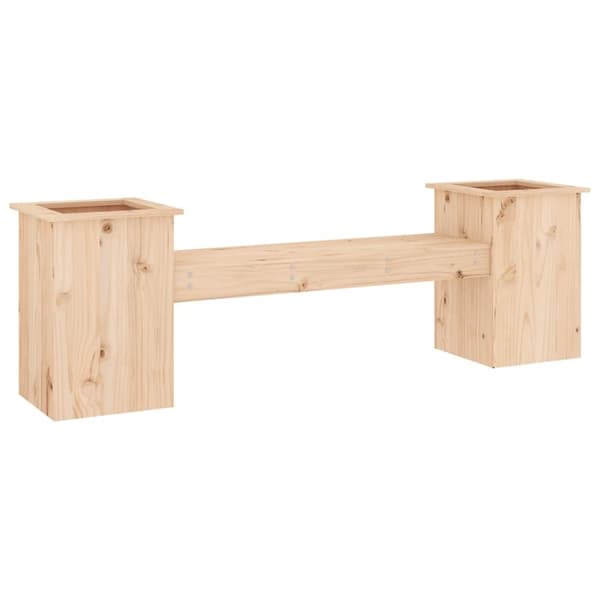 vidaXL bænk med plantekasser 184,5x39,5x56,5 cm massivt fyrretræ