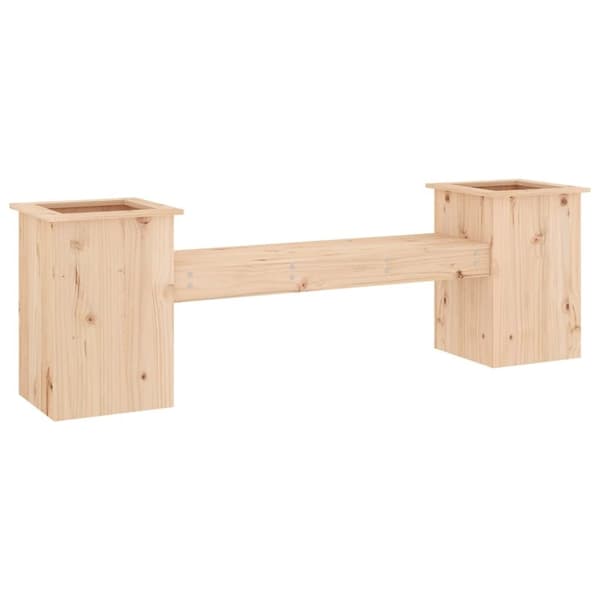 vidaXL bænk med plantekasser 184,5x39,5x56,5 cm massivt fyrretræ