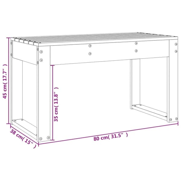 vidaXL havebænk 80x38x45 cm massivt fyrretræ gyldenbrun