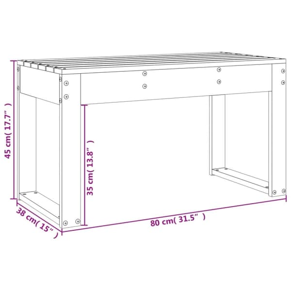 vidaXL Hagebenk hvit 80x38x45 cm heltre furu