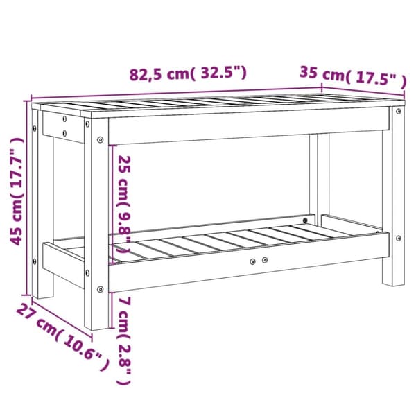 vidaXL havebænk 82,5x35x45 cm massivt fyrretræ