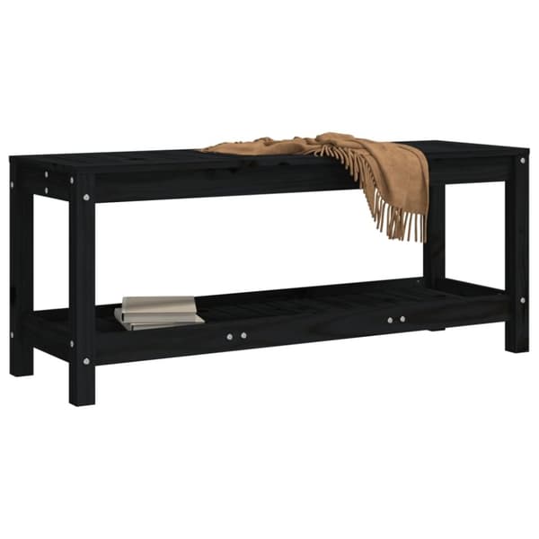 vidaXL havebænk 108x35x45 cm massivt fyrretræ sort