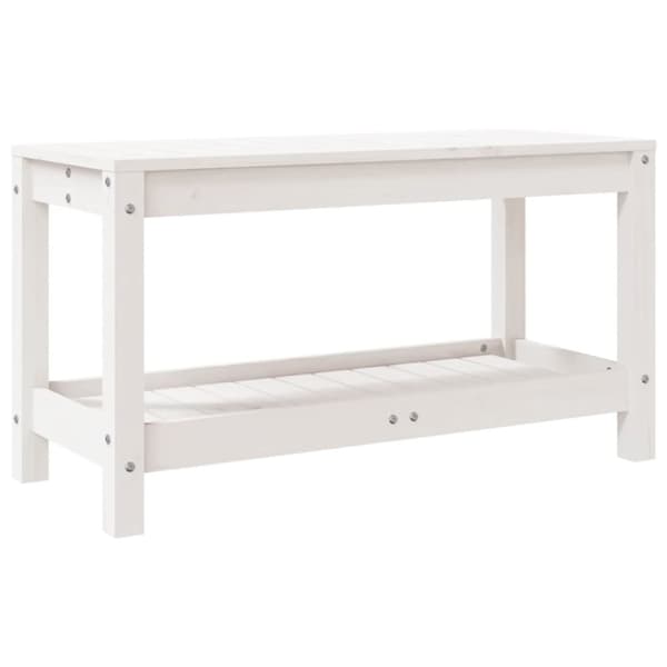 vidaXL havebænk 82,5x35x45 cm massivt fyrretræ hvid
