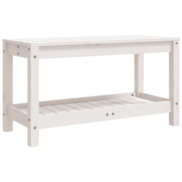 vidaXL Hagebenk hvit 82,5x35x45 cm heltre furu