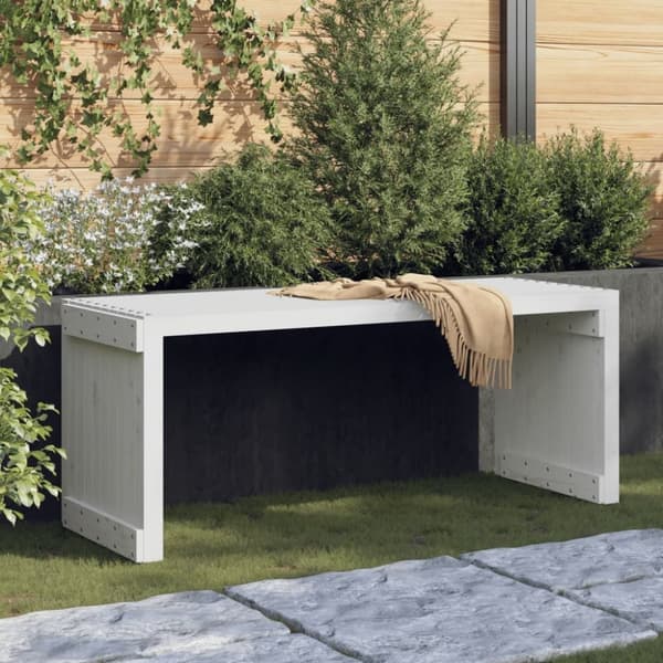 vidaXL Trädgårdsbänk justerbar vit 212,5x40,5x45cm massiv furu