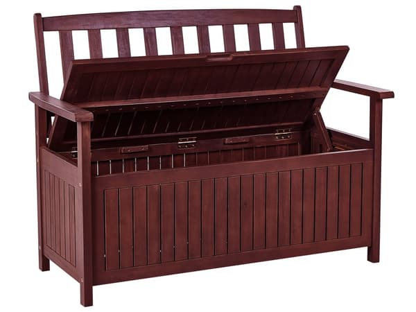 Hagebenk med Oppbevaring Mahogni Brun Massiv Akasietre Grå Pute 120 x 60 cm 2 Seter Terrasse Uteplass Rustikk Tradisjonell Stil