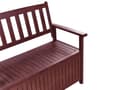 Miniatyrbilde 8 av 11: Hagebenk med Oppbevaring Mahogni Brun Massiv Akasietre Rød Pute 120 x 60 cm 2 Seter Terrasse Uteplass Rustikk Tradisjonell Stil