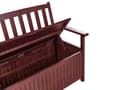 Miniatyrbilde 9 av 11: Hagebenk med Oppbevaring Mahogni Brun Massiv Akasietre Rød Pute 120 x 60 cm 2 Seter Terrasse Uteplass Rustikk Tradisjonell Stil