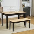 Miniatyrbillede 2 af 6: Rootz Modern bænk til 2 personer - Træbænk - Massivt træ - Lakeret - Stue - Entré - Spisestue - Fyrretræ - Naturlig + Sort - 102L x 36W x 45H cm