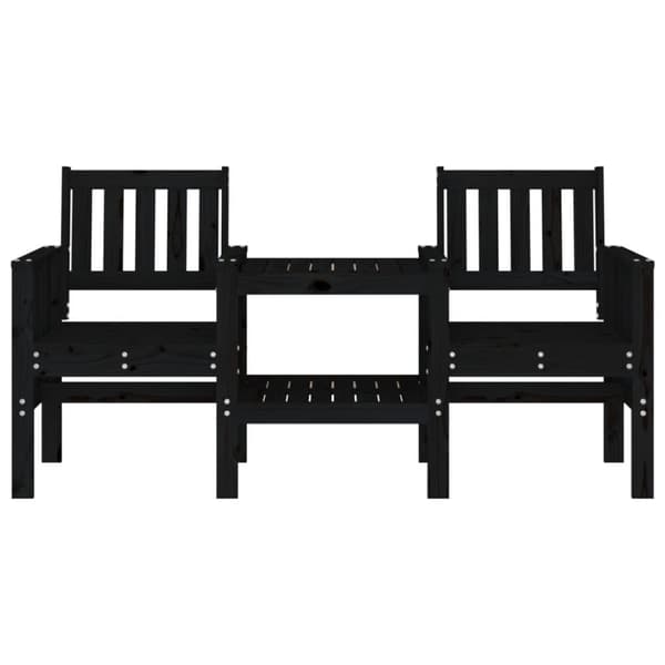 vidaXL Hagebenk med bord 2-seter svart heltre furu