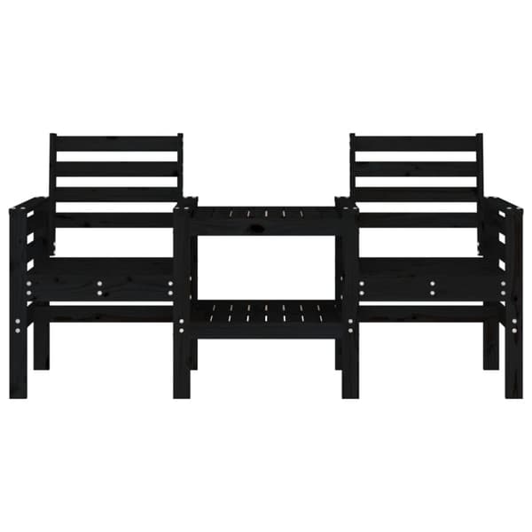 vidaXL Hagebenk med bord 2-seter svart heltre furu