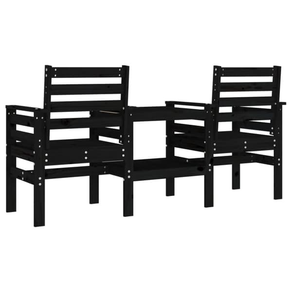 vidaXL Hagebenk med bord 2-seter svart heltre furu