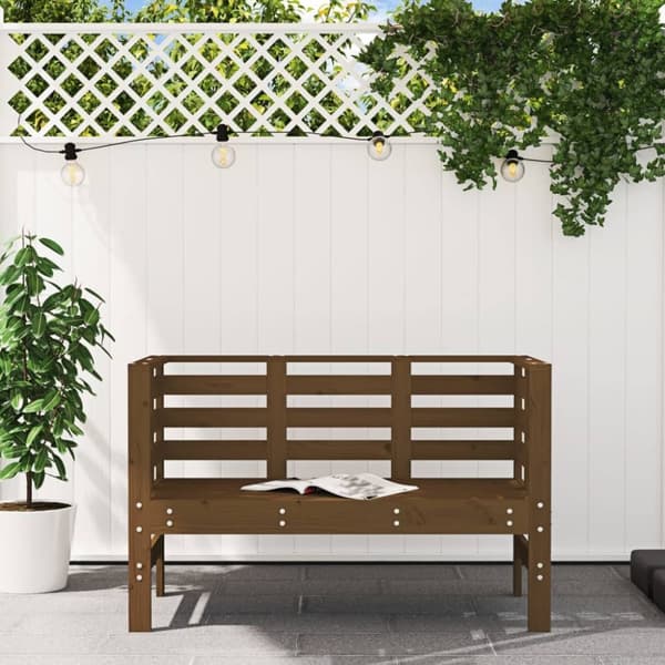 vidaXL havebænk 111,5x53x71 cm massivt fyrretræ gyldenbrun