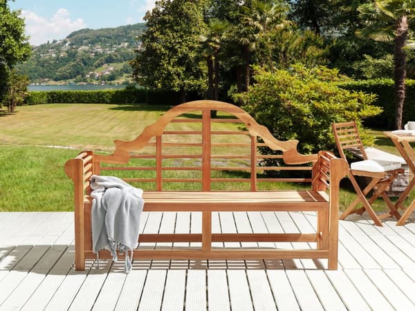 Trädgårdsbänk Ljus teak 196 cm Vattenavvisande Klassisk design Sittplats för 3 personer Utomhus