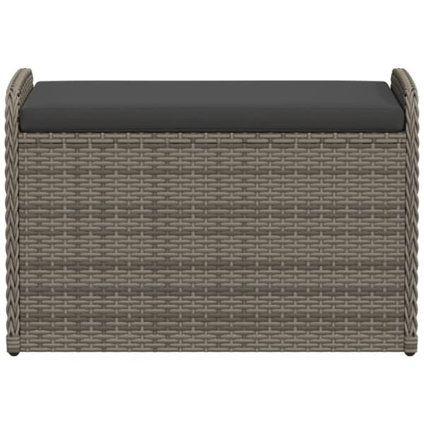 vidaXL opbevaringsbænk med hynde 80x51x52 cm polyrattan grå