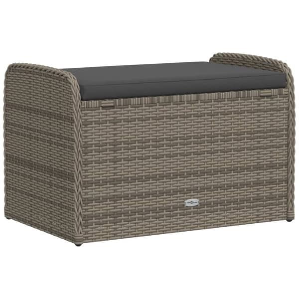 vidaXL opbevaringsbænk med hynde 80x51x52 cm polyrattan grå