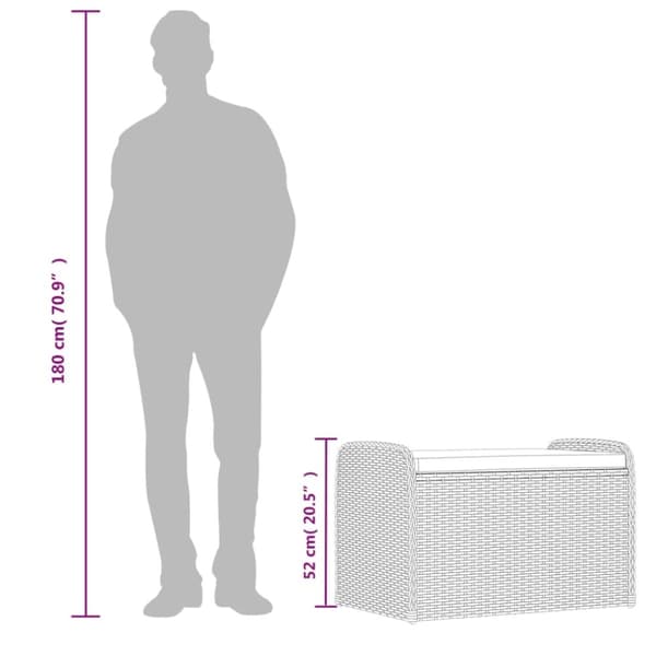 vidaXL opbevaringsbænk med hynde 80x51x52 cm polyrattan grå
