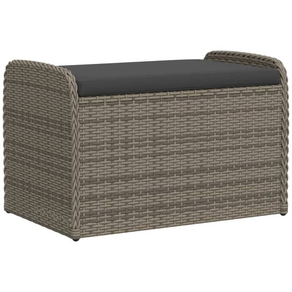 vidaXL opbevaringsbænk med hynde 80x51x52 cm polyrattan grå