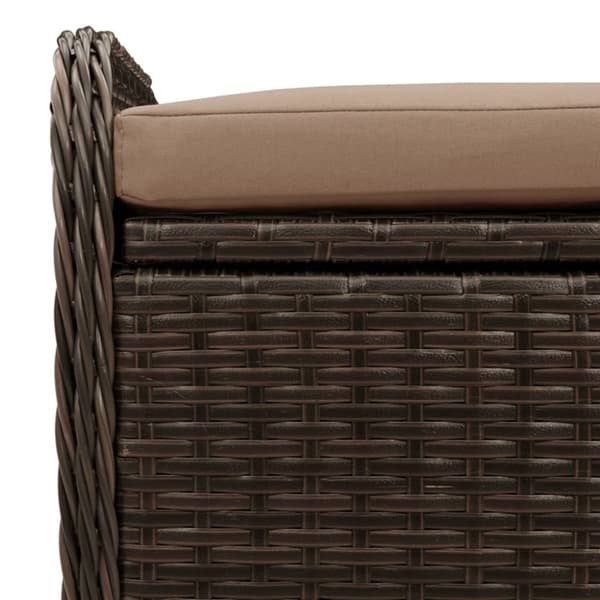 vidaXL Oppbevaringsbenk med pute brun 80x51x52 cm polyrotting