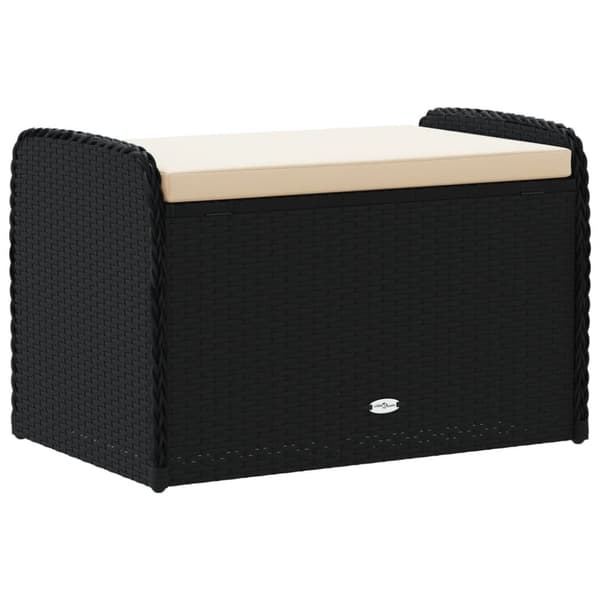 vidaXL opbevaringsbænk med hynde 80x51x52 cm polyrattan sort