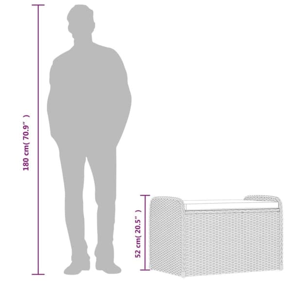vidaXL opbevaringsbænk med hynde 80x51x52 cm polyrattan sort