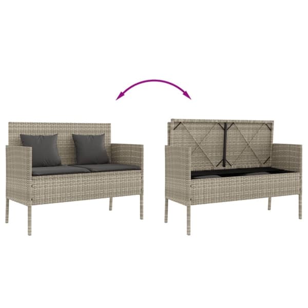 vidaXL havebænk med hynder polyrattan lysegrå