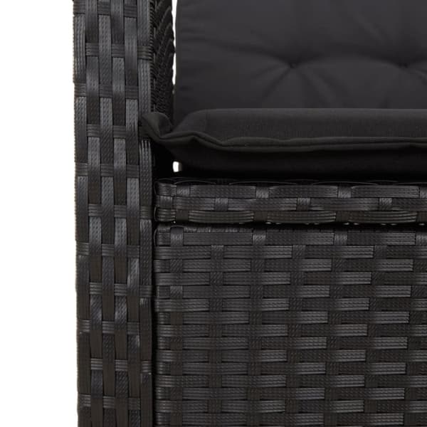 vidaXL Justerbar trädgårdsbänk med dynor svart konstrotting