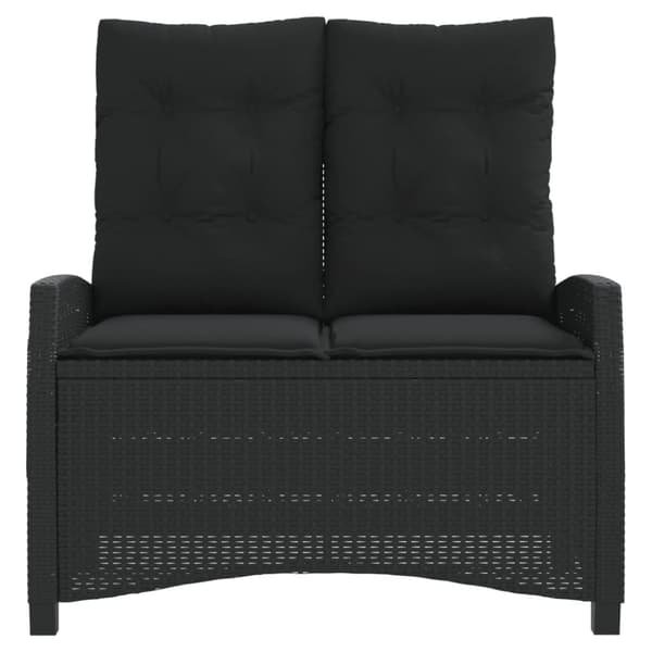 vidaXL havebænk med hynder og lænefunktion polyrattan sort