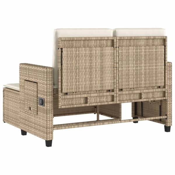vidaXL havebænk med hynder og lænefunktion polyrattan beige