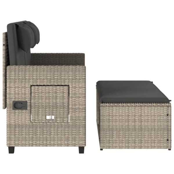 vidaXL havebænk med hynder og lænefunktion polyrattan lysegrå