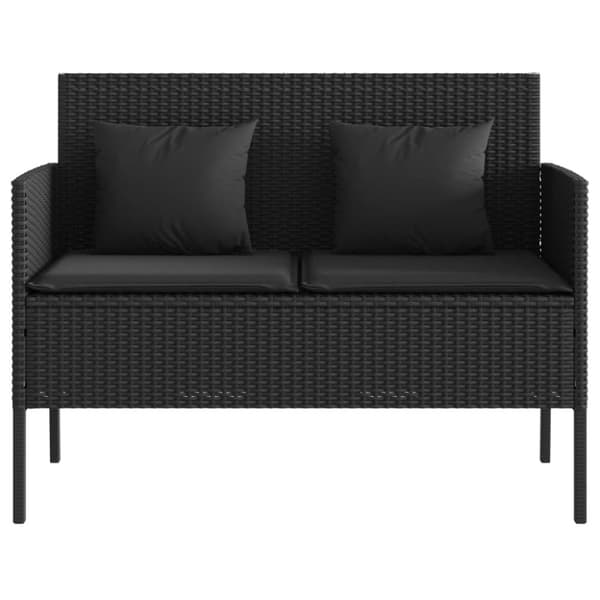 vidaXL havebænk med hynder polyrattan sort