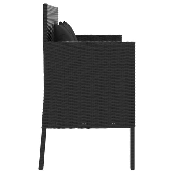 vidaXL havebænk med hynder polyrattan sort