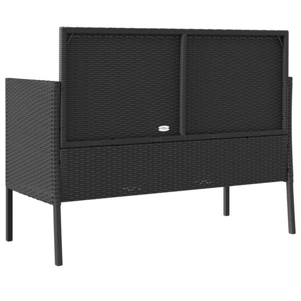 vidaXL havebænk med hynder polyrattan sort
