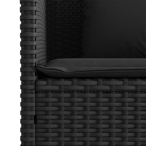 vidaXL havebænk med hynder polyrattan sort