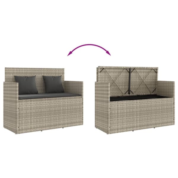 vidaXL havebænk med hynder polyrattan lysegrå