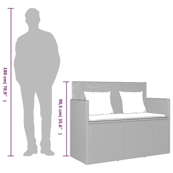 vidaXL havebænk med hynder polyrattan lysegrå